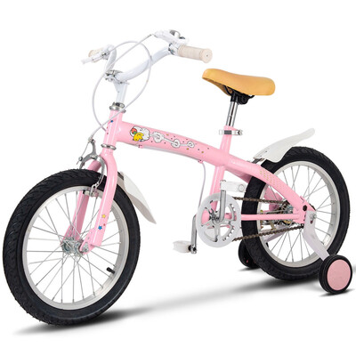 

16" Outdoor Sports Kids Bicycle with Training Wheels Bell-Pink