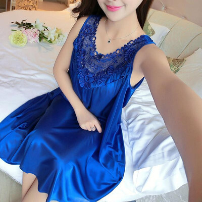 

Women Lace Sleeping Dress Silhouette Sleeveless Sleepwear Skirt Girl Summer Loose Housewear