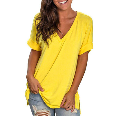 

Starmoon Women Summer V Neck Short Sleeve Shirt Casual Tunic Tops Blouse