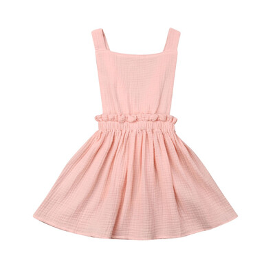 

Cute Kids Baby Girls Dress Solid Color Princess Pageant Party Dress Sundress