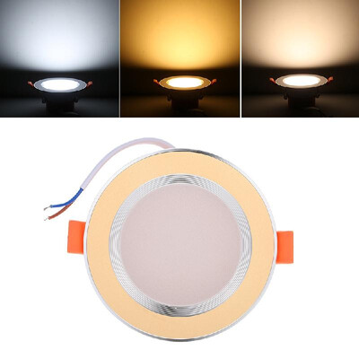 

AC85-265V 5W LED Round Ceiling 3 Lighting Color Downlight Recessed Down Light Indoor Home Decor Lamp White & Golden
