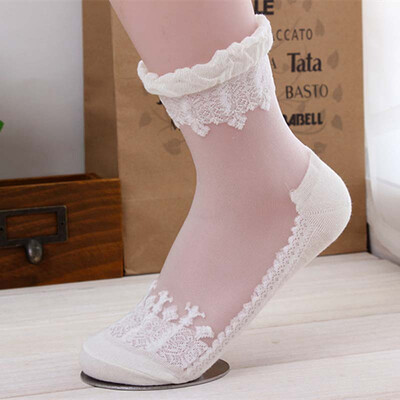 

Ultra-thin Sweet Crystal Socks Non-slip Lace Transparent Long Crystal Socks