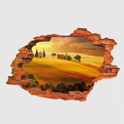 

3D Wall Floor Broken Wall Sticker Removable Art Home Living Room Decor Sticker