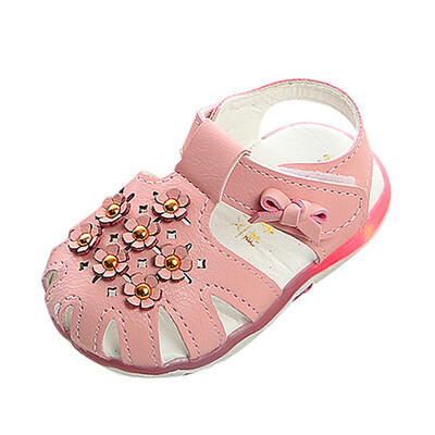 

Princess Girls Baby Floral Luminous Lighting Beach Sandals Girls LED Bow Shoes