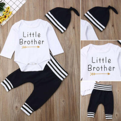 

Infant Newborn Kids Baby Boy Long Sleeve T-shirt Pants Hat 3PCS Outfit Clothes