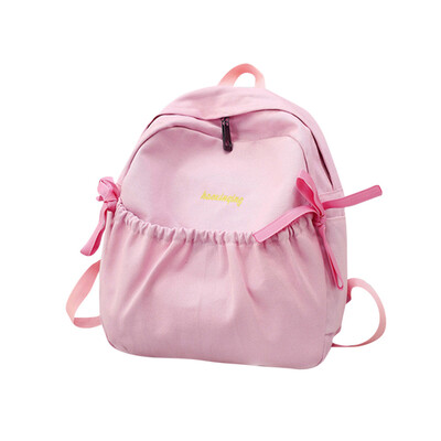 

Tailored Women Girl Bow Canvas Backpack Double Shoulder Bag Travel School Bag