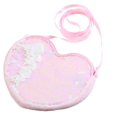 

Tailored Cartoon Children Bag Cute Girl Love Shoulder Bag Heart-shaped Sequins Purse