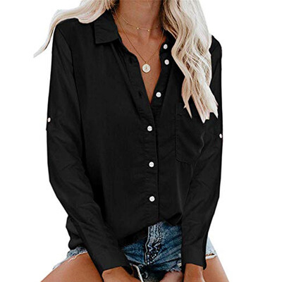 

Starmoon Fashion Womens Long Sleeve Pocket Button Tee Casual Popular Blouse TopsS