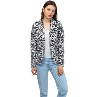 

Toponeto Womens Autumn And Winter Long-Sleeved Print Uniform Jacket Jacket