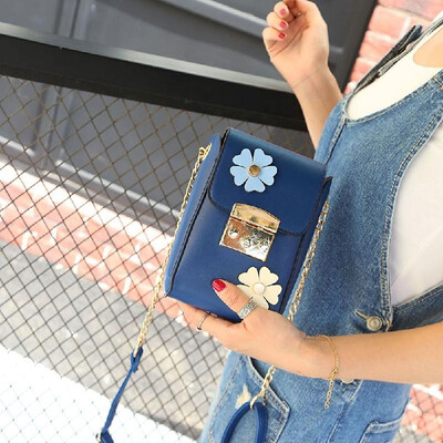 

Women Mini Shoulder Bag Chain PU Leather Flower Applique Square Flap Front Small Casual Messenger Bag Crossbody Bag