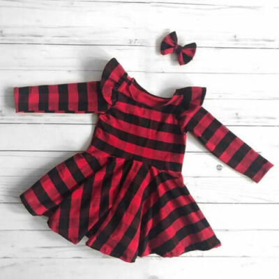 

US Kids Toddler Baby Girl Red Plaids Christmas Dress Princess Party Tutu Dresses