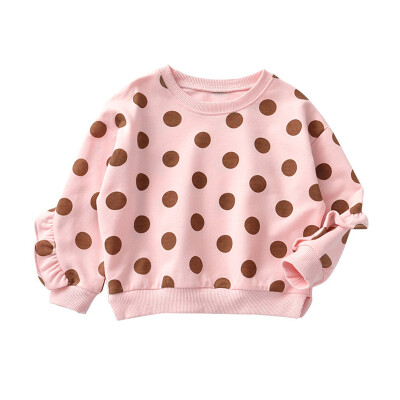 

2-6T Kids Girls Autumn T-Shirts Clothes Baby Girl Long Sleeve T-Shirts Kids Polka Dot Print Tops Shirts Casual Blouse