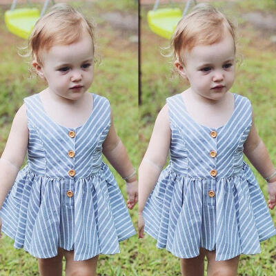 

2PCS kids Baby Girls Outfits Sleeveles Striped TopsShorts Summer Clothes sets