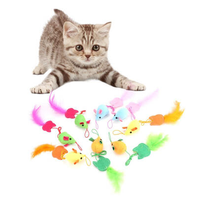 

Greensen 8PcsSet Fur False Rope Feather Mouse Pet Cat Toys Mini Funny Playing For Kitten