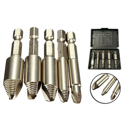 

5Pcs Screw Extractor Easy Out Drill Bits Bolt Extractor Set Damaged Screw Remove
