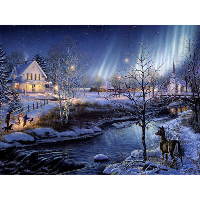 

5D Full Diy circular Diamond Painting Mosaic Handmade Winter Scenery Cross Stitch Diamond Diamond Embroidery Christmas