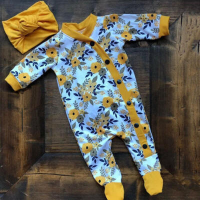 

US Autumn Infant Baby Girl Clothes Floral Romper Jumpsuit Bodysuit Outfits 0-18M