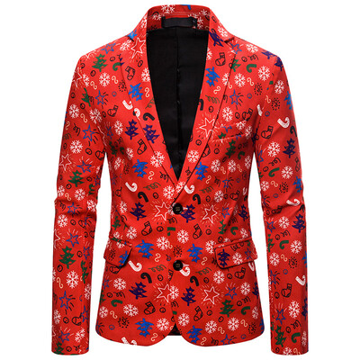 

Toponeto Mens Autumn And Winter New Fashion Casual Christmas Printing Long Sleeve Suit