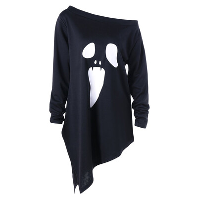 

Halloween Plus Size Skew Neck Graphic Asymmetric Sweatshirt