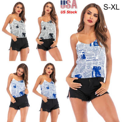 

Women Fashion Print Vest Sleeveless Loose Camisole Casual Chiffon Tops Blouse