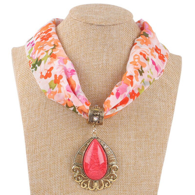 

Gobestart Floral Scarves Women Boho Beach Shawl Crystal Stone Casual Wrap Necklace Scarf