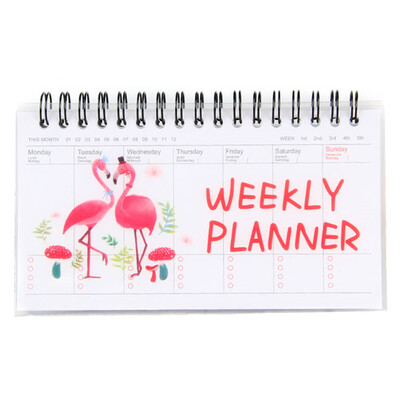 

1Pc Cute Cartoon Flamingo Weekly Planner Rollover Coil Notebook Schedule Agenda For Kids Gift Mini Portable Office School Supplies