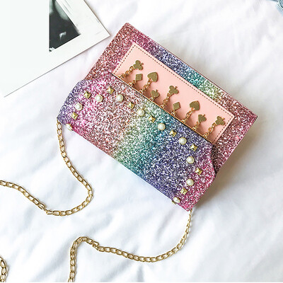 

Tailored Sequin Shoulder Bag Women Bag Pearl Pendant Small Square Bag BK