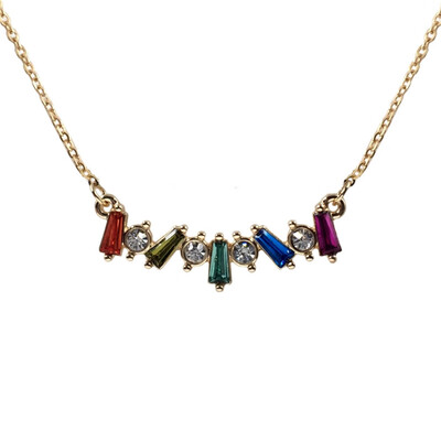 

2019 New Fashion Cute Pendant Short Necklace Colorful Stone Inlay Pendant Necklace for Lady Party Wedding Jewelry