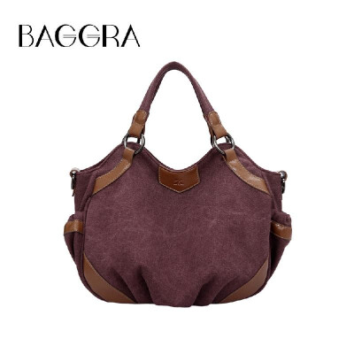 

Women Canvas Crossbody Bag Handbag PU Leather Splicing Zipper Vintage Shoulder Tote Bag BlueBrownBurgundy