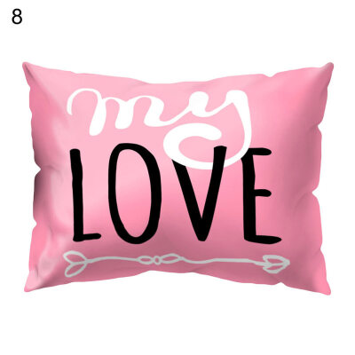 

Lovely Pink Letters Rectangle Throw Pillow Case Cushion Cover Home Car Decor