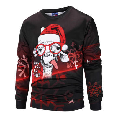 

Alpaca Printing Novelty Christmas Xmas Fancy Causal Long Sleeve Mens Pullover T-Shirt Sweatshirts