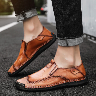 

2019 summer business mens shoes suede leather shoes Korean casual shoes fashion peas shoes set foot lazy shoes