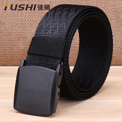 

New mens nylon belt versatile jeans belt genuine plastic buckle head over security pants belt