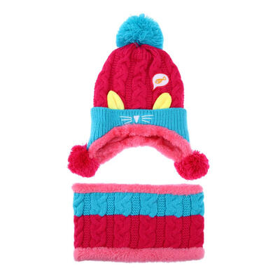 

2pcsset Cute Rabbit Baby Warm Knitted HatScarf Autumn Winter Ears Cap