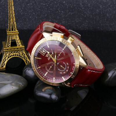 

Gobestart Luxury Men Business Watch Large Dial Watch Fashion Quartz Leather Belt Watch