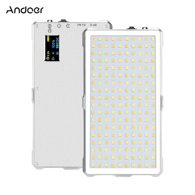 

Andoer F18 Portable 3200-5600K Bi-color LED Video Light Lamp Dimmable Fill-in Light Brightness 5-100 CRI 96 with Power Bank Fun