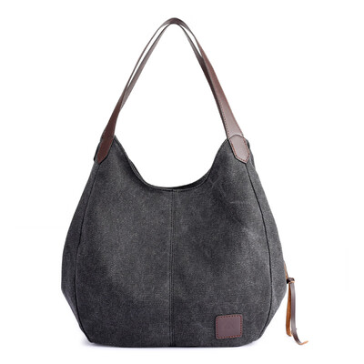 

New Fashion Casual Lady Canvas Women Solid Big Handbag Large Capacity Top-handle Bags Hobos High Quality Female Shoulder Bag