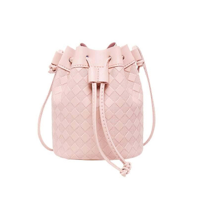 

Korean Style Rhombic Drawstring Messenger Bag Fashion Chic Solid Color Women Bucket Bag