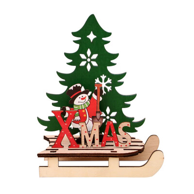 

Christmas Ornaments Colorful Wooden Splicing Sled Santa Claus Snowman Reindeer Xmas Tree Holiday Party DIY Decorations