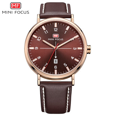 

MINI FOCUS Fox hot mens watch quartz watch simple business cross grain leather strap MF0019G