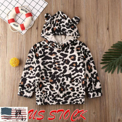 

Toddler Baby Boy Girl Kids Hooded Leopard Bodysuit Autumn Winter Outfit Clothes