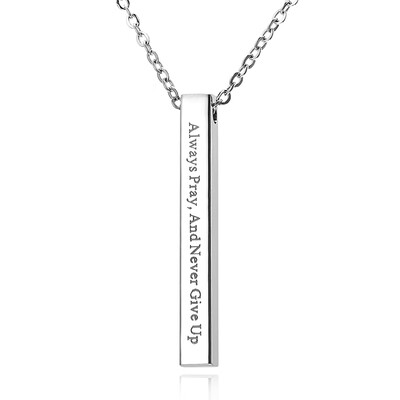 

Custom Personalized Vertical Bar Necklace Four Sides Engraved Date Name Pendant Necklace for Women Men Birthday Anniversary Gift