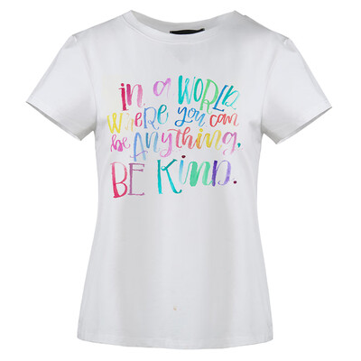 

Short Sleeve Summer T-Shirt Letter PrintedIn A World Where You Can Be Any thing Be Kind Loose T Shirt Women Tops