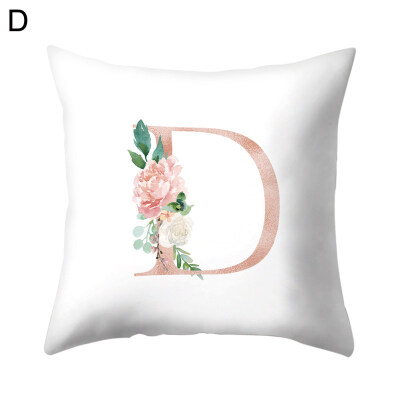 

English Letter Leaf Flower Pillow Case Cushion Cover Sofa Bed Car Office Decor