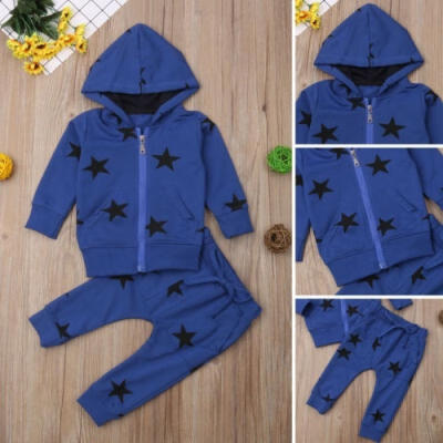 

Stars Clothes Newborn Baby Kid Boy Girl Hoodie Hooded Tops T-shirtPants Outfits