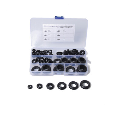 

58PCSBox Double Sides Wire PVC Grommets Wire 6 Kinds Grommets Gasket Cable Rings Protector Black Seal Assortment Kit