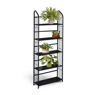 

5 Tier Metal Frame Shelve Bookcase Rack Black Finish Storage Home Bookshelf