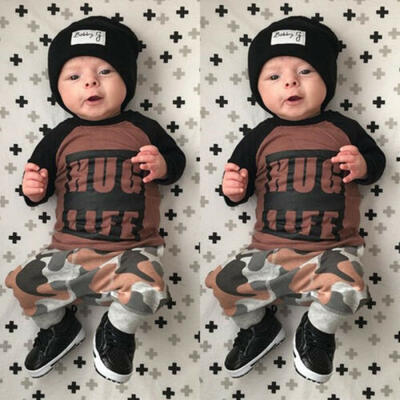 

UK Newborn Infant Baby Boy Autumn Clothes Long Sleeve Tops T-shirtPants Outfits