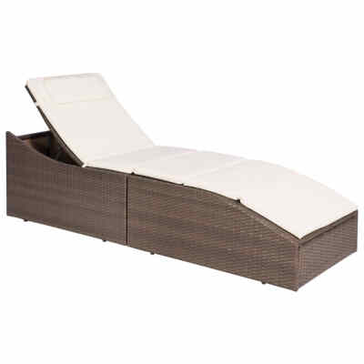 

Sun Lounger with Cushion Poly Rattan Brown