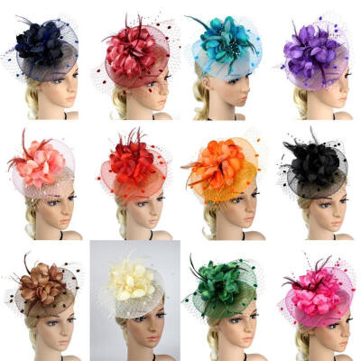 

The New Hot Selling Women´s Feather Headdress With Big Flower Mesh Hair Band Cocktail Hat Party Hairband